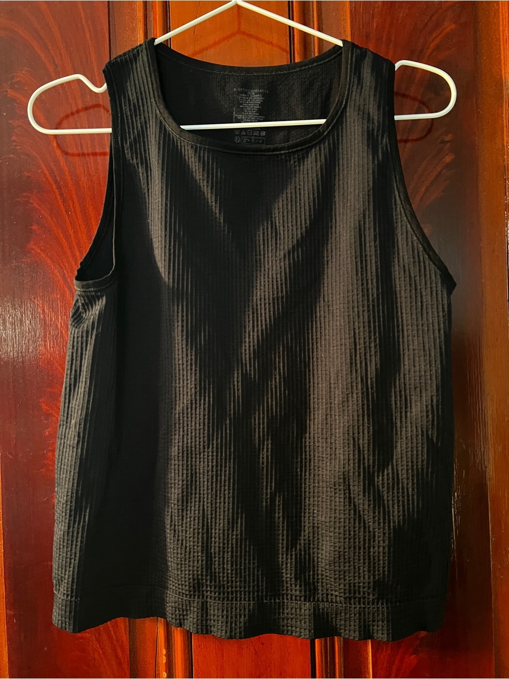 Anthropologie Reegan Crew-Neck Crop Racerback Seamless Tank 2X black